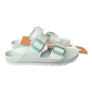 Birkenstock Sandals in White and Mint